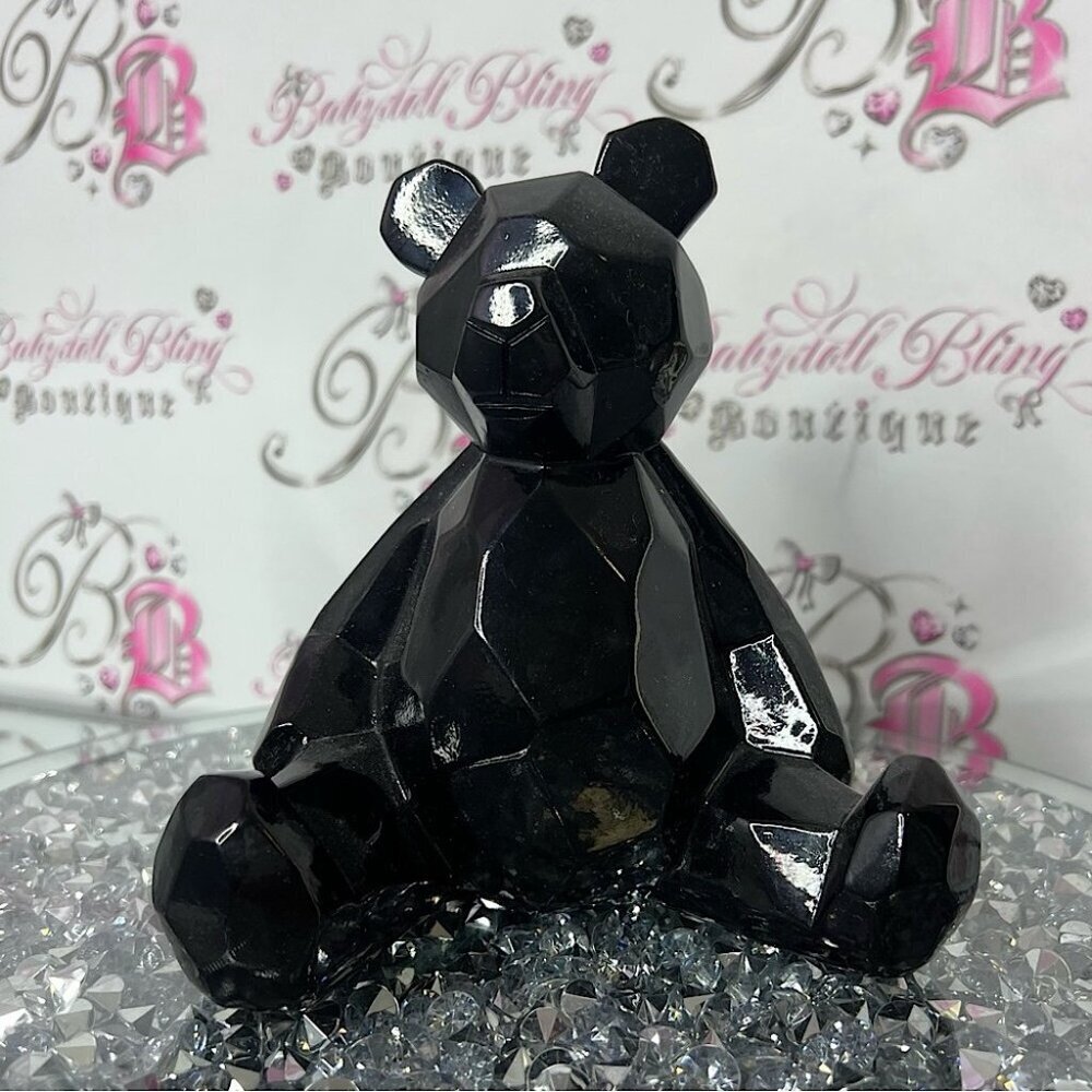 Geometric bear geometrical shiny Black Faceted Bear Figurine